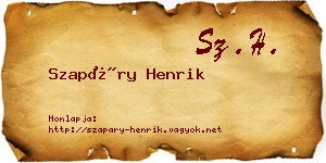 Szapáry Henrik névjegykártya