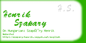 henrik szapary business card